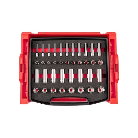 Tekton 3/8 Inch Drive 6-Point Socket Set with Open Top Drawer and Rack, 38-Piece 6-24 mm OLB94307